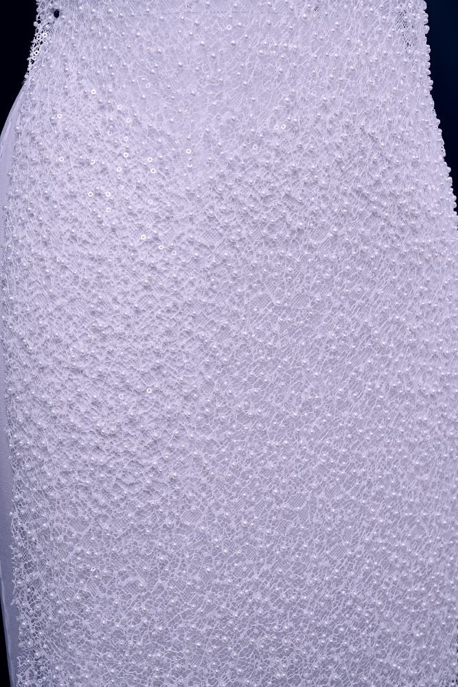 Luxury Lace Fabric With Embroidery Crystal Beading Delicate Embroidery Sparkly Sequins Gorgeous Lace Embroidery Wedding Gown Bridal Gown