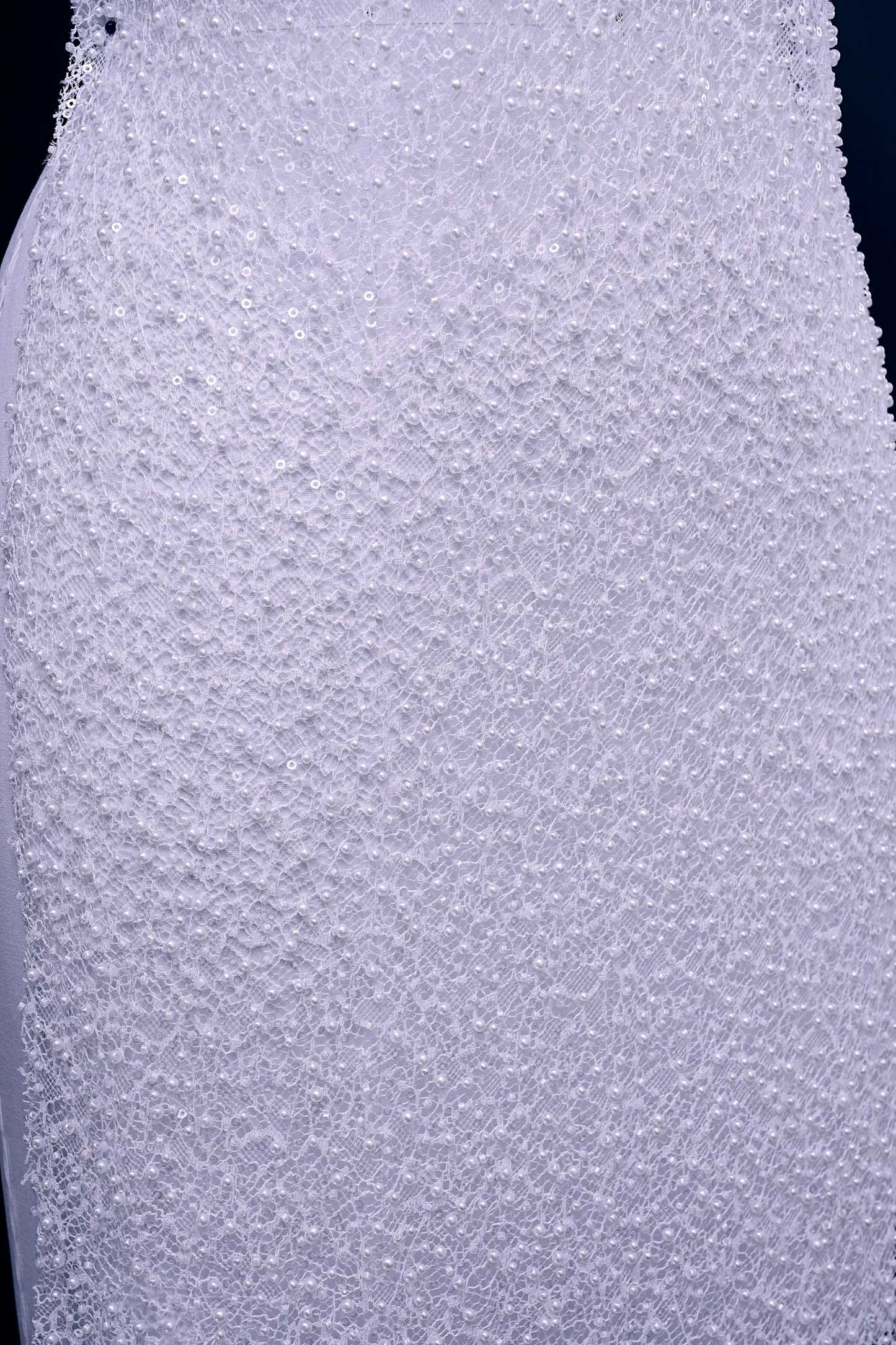 Exquisite Beaded Lace Fabric Embroidery Fabric With Sparkling Sequins and Pearls for Wedding Gown Bridal Dress