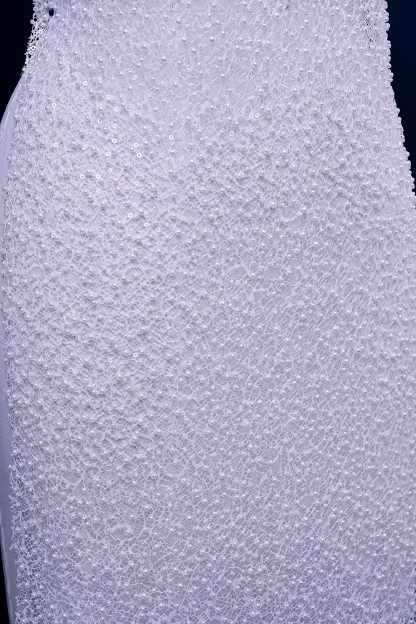 Exquisite Beaded Lace Fabric Embroidery Fabric With Sparkling Sequins and Pearls for Wedding Gown Bridal Dress