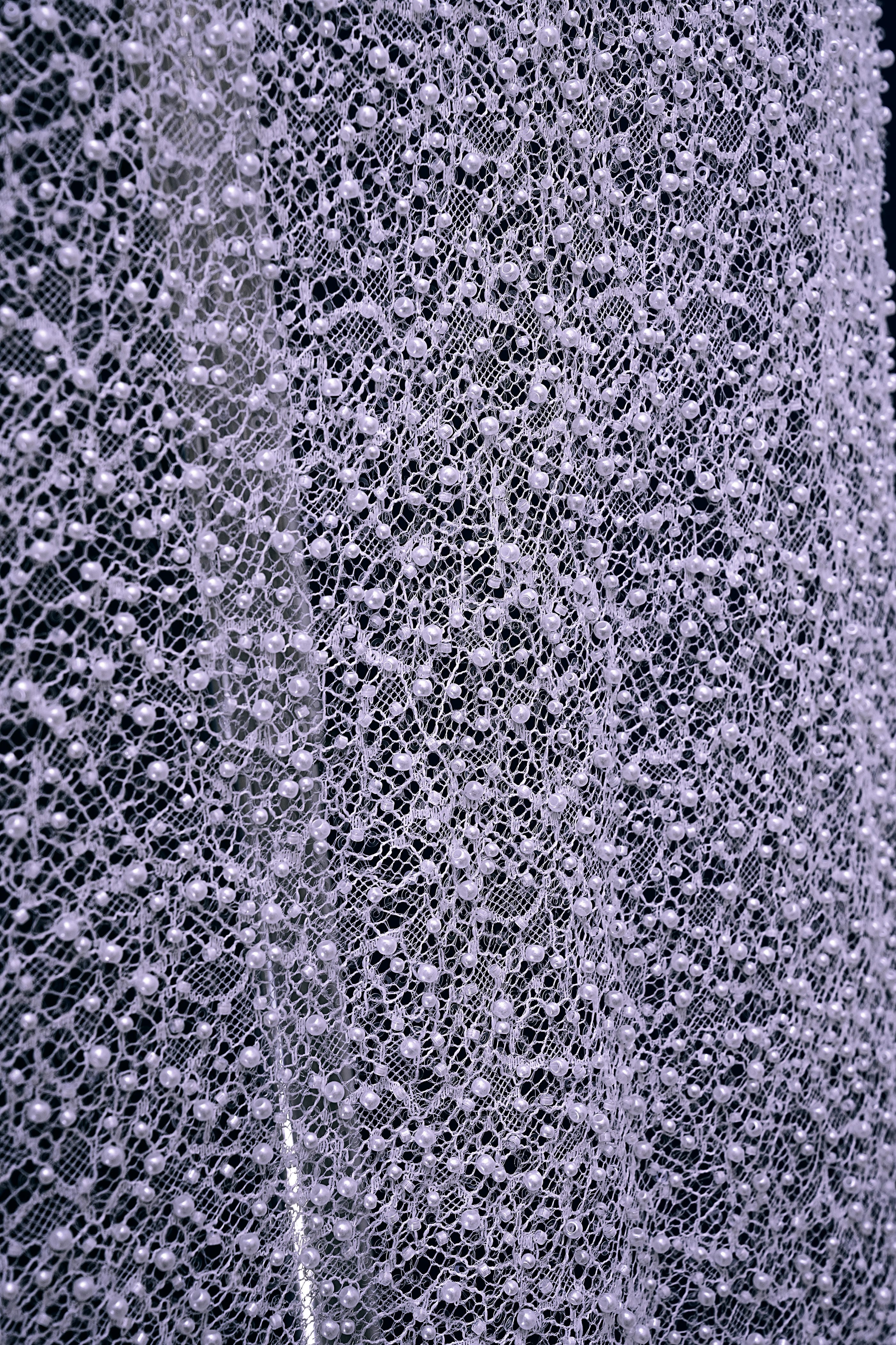 Exquisite Beaded Lace Fabric Embroidery Fabric With Sparkling Sequins and Pearls for Wedding Gown Bridal Dress