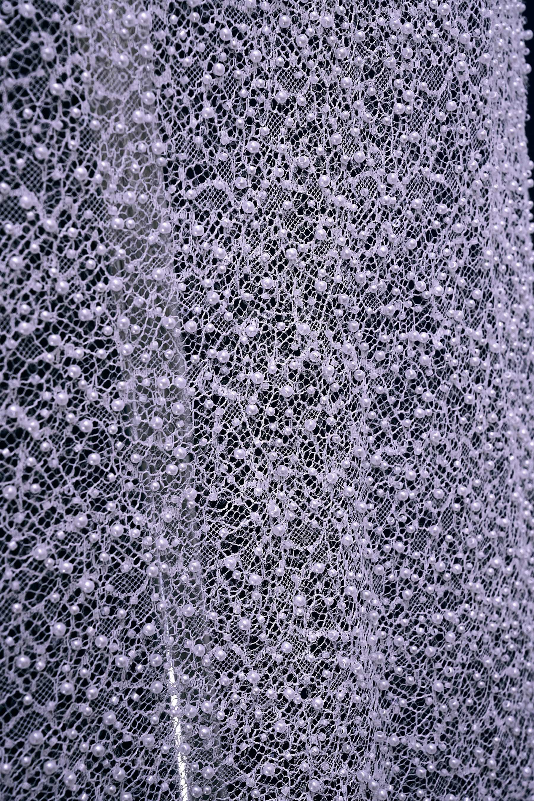 Exquisite Beaded Lace Fabric Embroidery Fabric With Sparkling Sequins and Pearls for Wedding Gown Bridal Dress