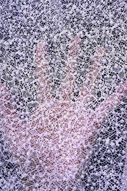 Exquisite Beaded Lace Fabric Embroidery Fabric With Sparkling Sequins and Pearls for Wedding Gown Bridal Dress