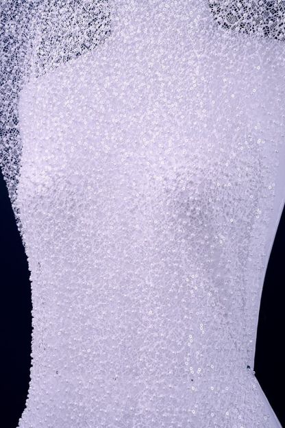 Luxury Lace Fabric With Embroidery Crystal Beading Delicate Embroidery Sparkly Sequins Gorgeous Lace Embroidery Wedding Gown Bridal Gown