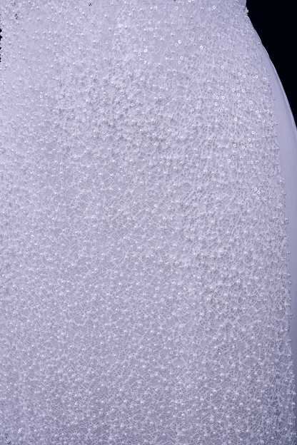 Exquisite Beaded Lace Fabric Embroidery Fabric With Sparkling Sequins and Pearls for Wedding Gown Bridal Dress