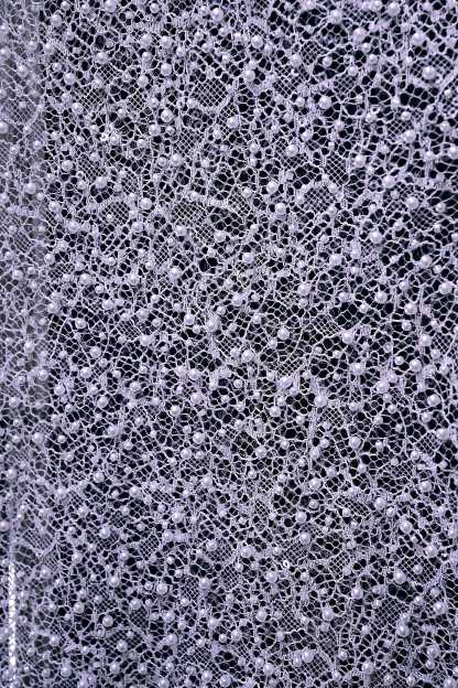 Exquisite Beaded Lace Fabric Embroidery Fabric With Sparkling Sequins and Pearls for Wedding Gown Bridal Dress