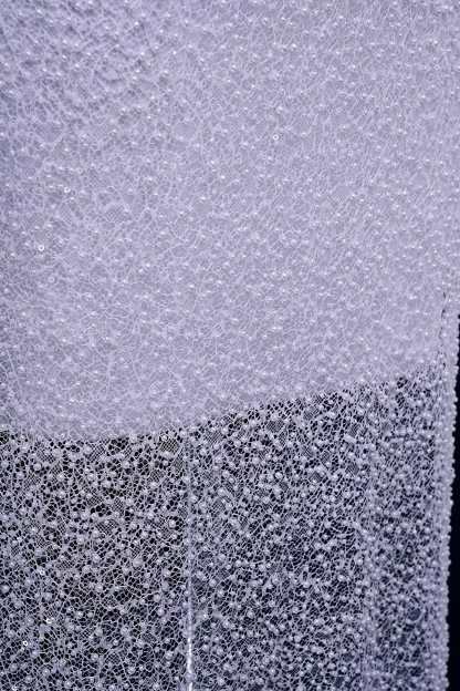 Exquisite Beaded Lace Fabric Embroidery Fabric With Sparkling Sequins and Pearls for Wedding Gown Bridal Dress