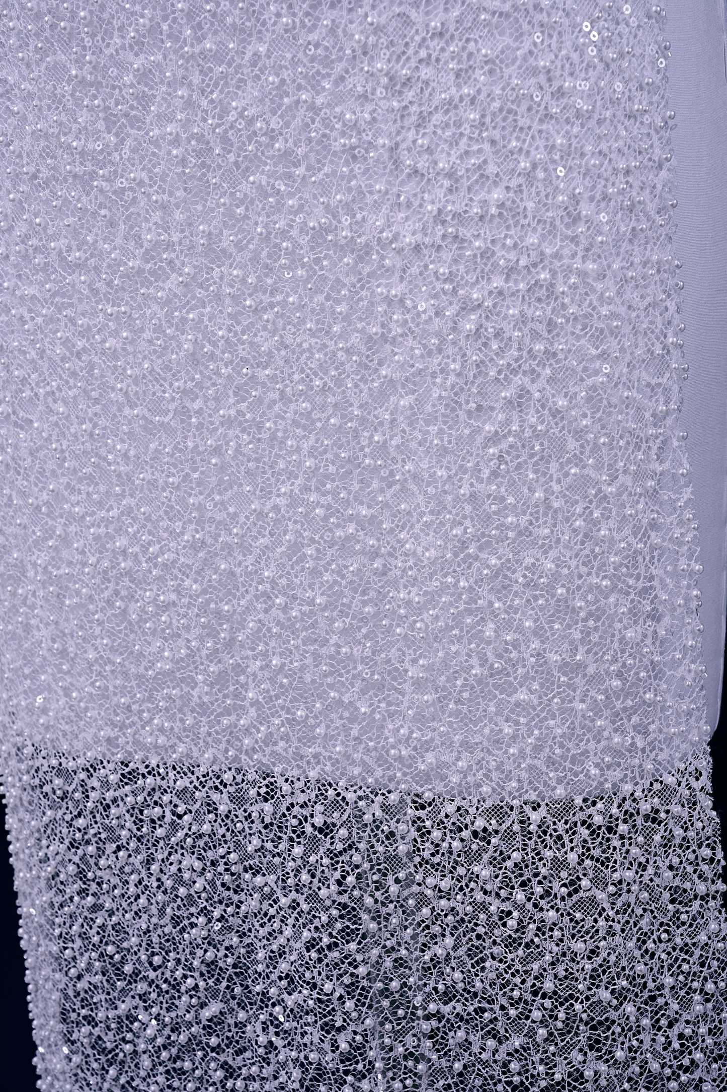 Exquisite Beaded Lace Fabric Embroidery Fabric With Sparkling Sequins and Pearls for Wedding Gown Bridal Dress