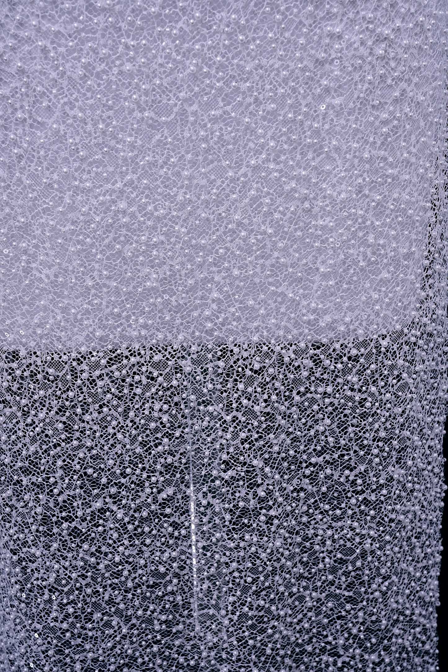 Exquisite Beaded Lace Fabric Embroidery Fabric With Sparkling Sequins and Pearls for Wedding Gown Bridal Dress