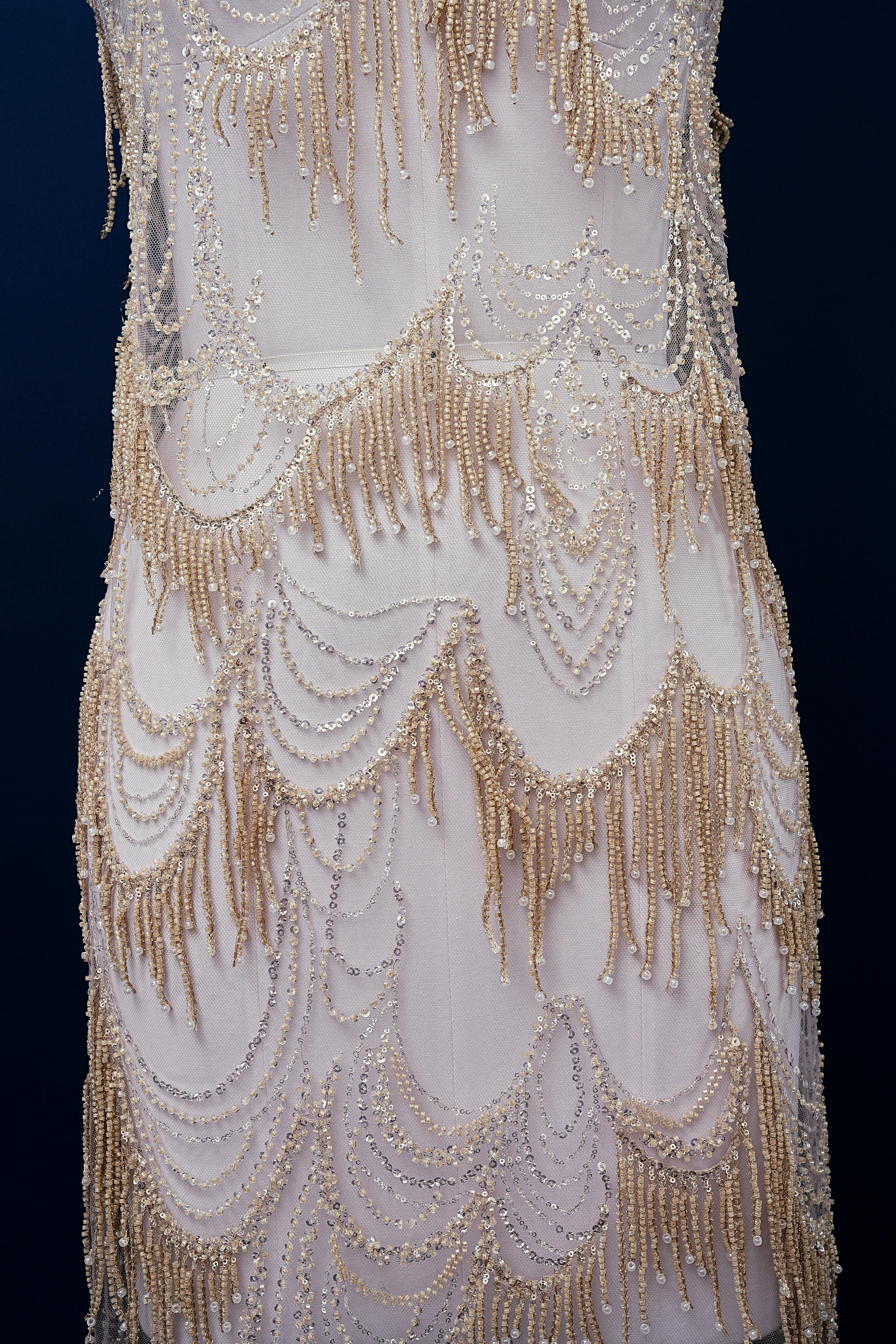 Perfect Heavily Beaded Tulle Fabric With Sparkling Beads and Sequins Crystal Beads Sequins Necklace for Wedding Gown Bridal Dress