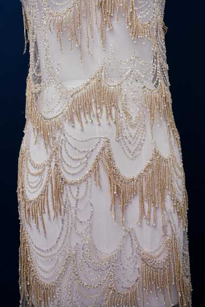 Perfect Heavily Beaded Tulle Fabric With Sparkling Beads and Sequins Crystal Beads Sequins Necklace for Wedding Gown Bridal Dress