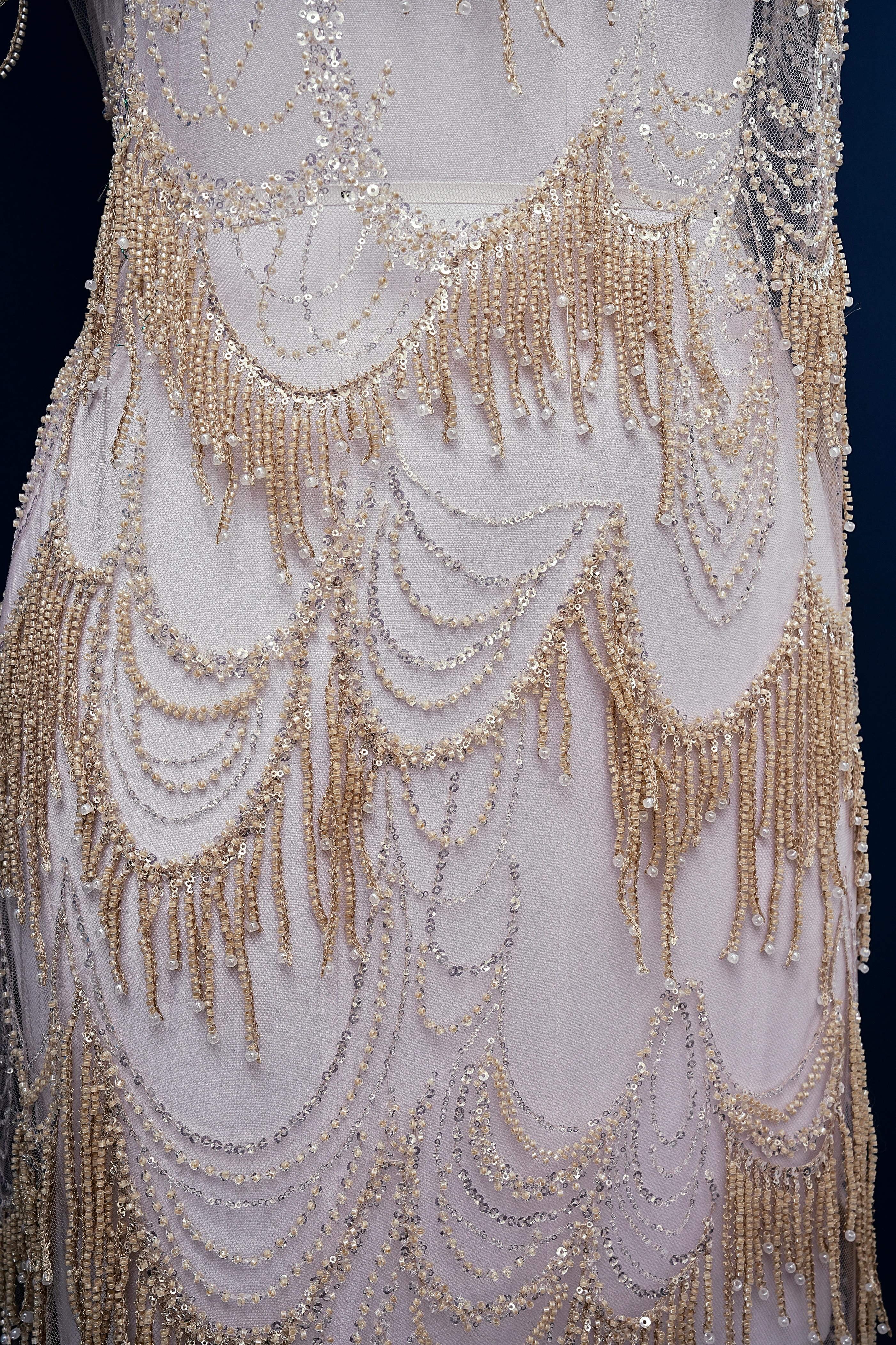 Perfect Heavily Beaded Tulle Fabric With Sparkling Beads and Sequins Crystal Beads Sequins Necklace for Wedding Gown Bridal Dress