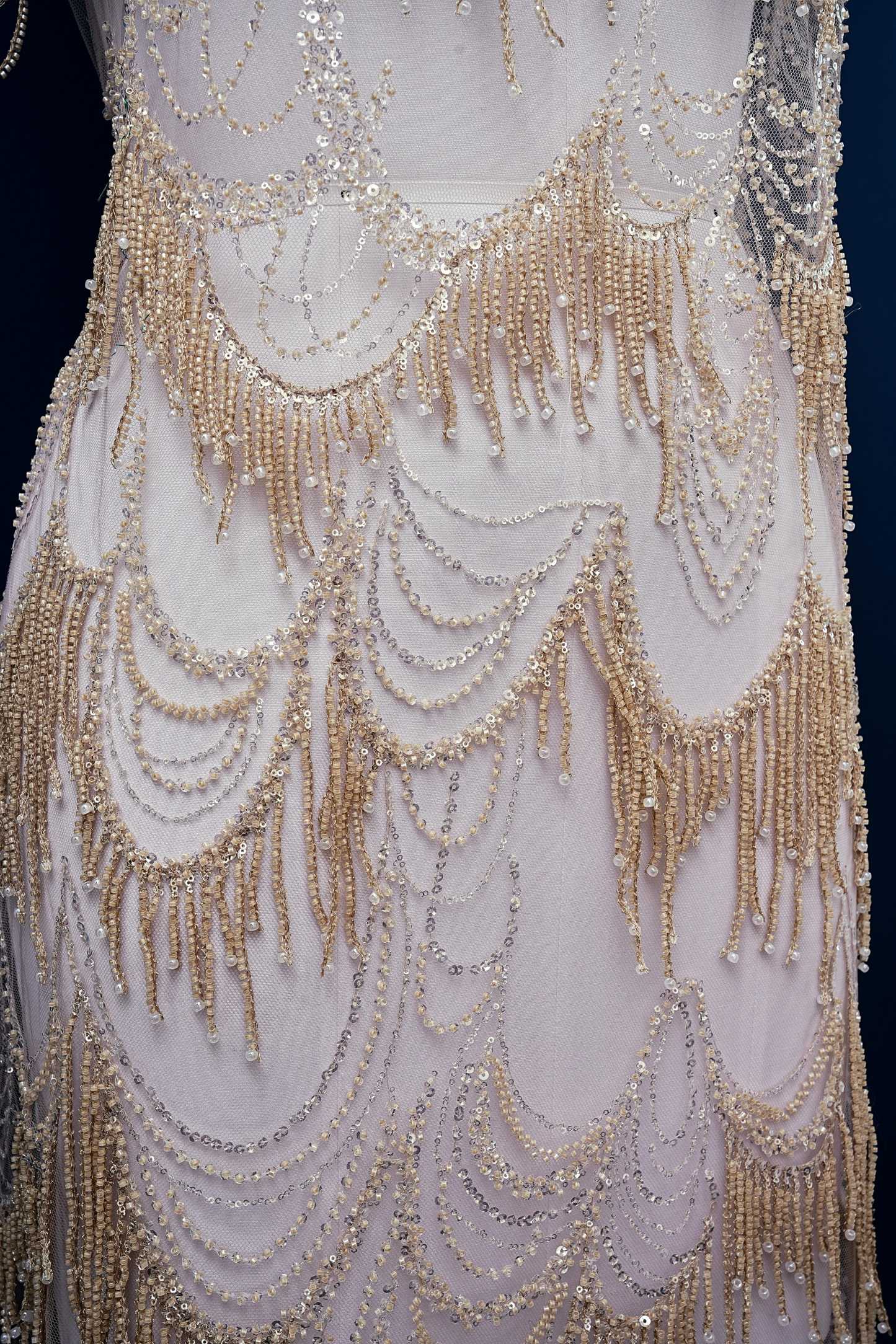 Perfect Heavily Beaded Tulle Fabric With Sparkling Beads and Sequins Crystal Beads Sequins Necklace for Wedding Gown Bridal Dress