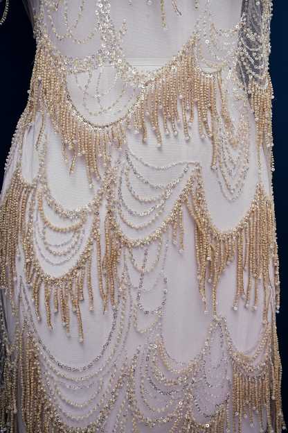 Perfect Heavily Beaded Tulle Fabric With Sparkling Beads and Sequins Crystal Beads Sequins Necklace for Wedding Gown Bridal Dress