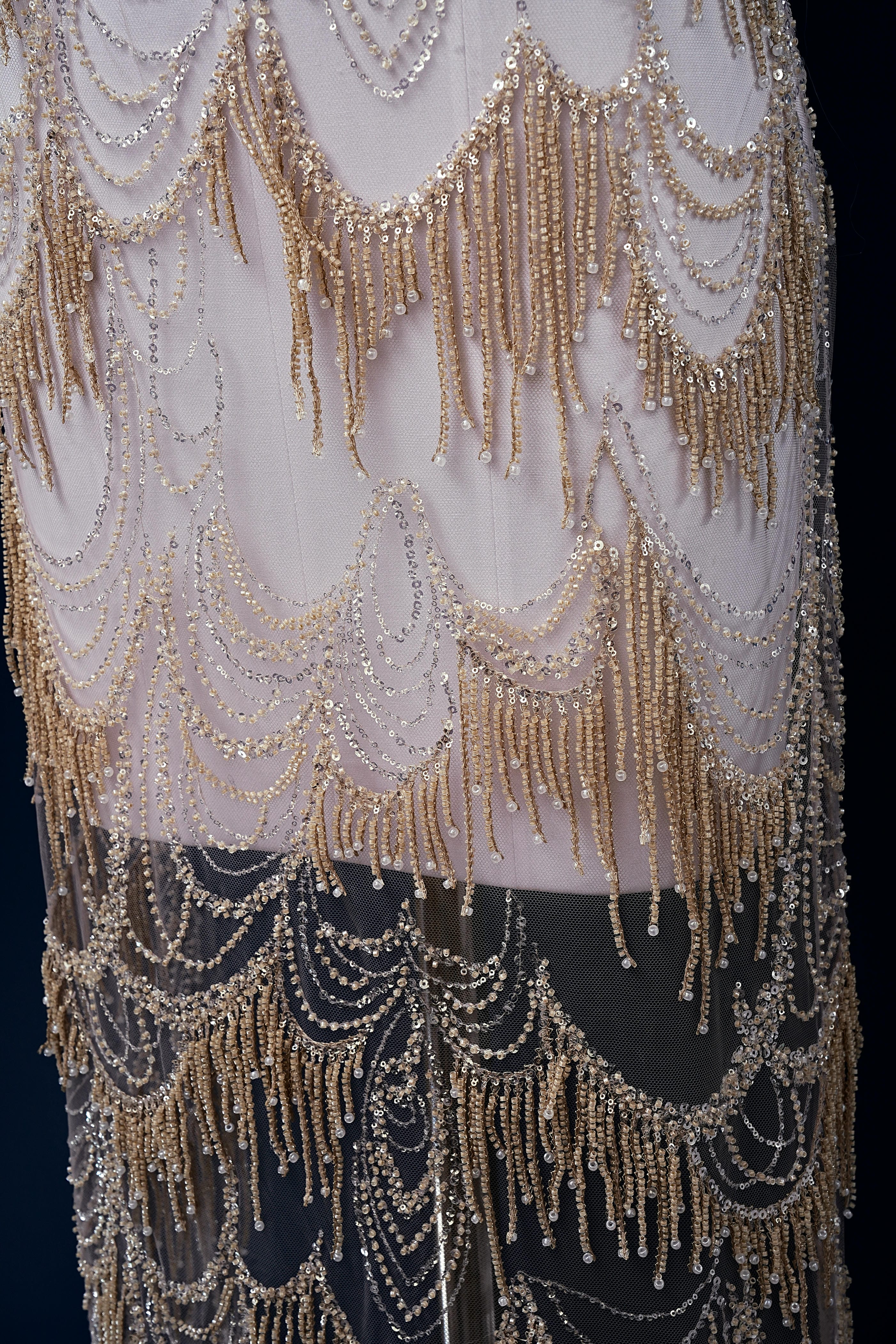 Perfect Heavily Beaded Tulle Fabric With Sparkling Beads and Sequins Crystal Beads Sequins Necklace for Wedding Gown Bridal Dress