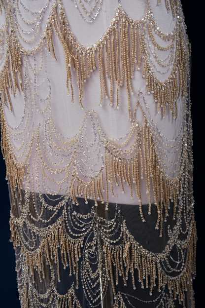 Perfect Heavily Beaded Tulle Fabric With Sparkling Beads and Sequins Crystal Beads Sequins Necklace for Wedding Gown Bridal Dress