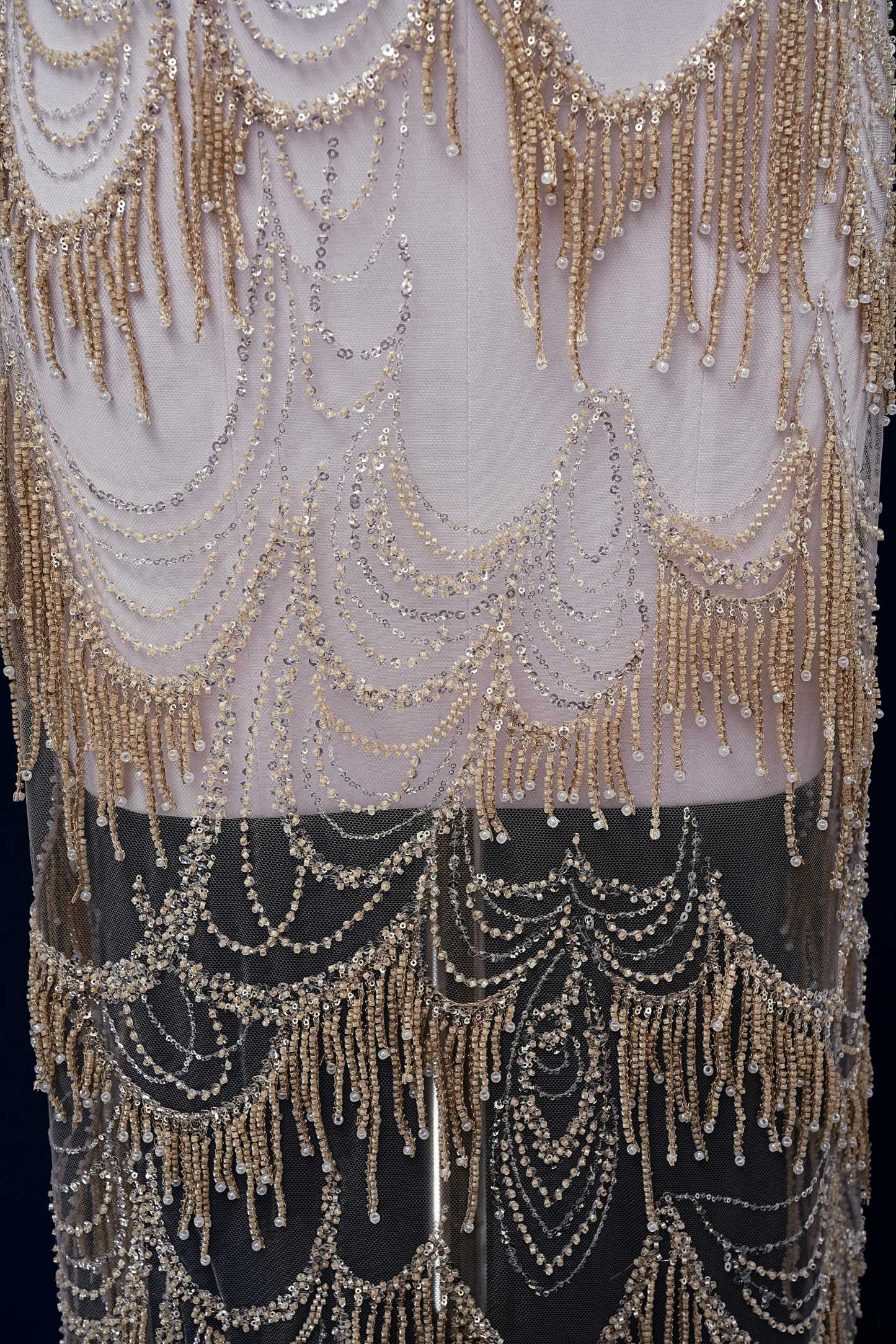 Perfect Heavily Beaded Tulle Fabric With Sparkling Beads and Sequins Crystal Beads Sequins Necklace for Wedding Gown Bridal Dress