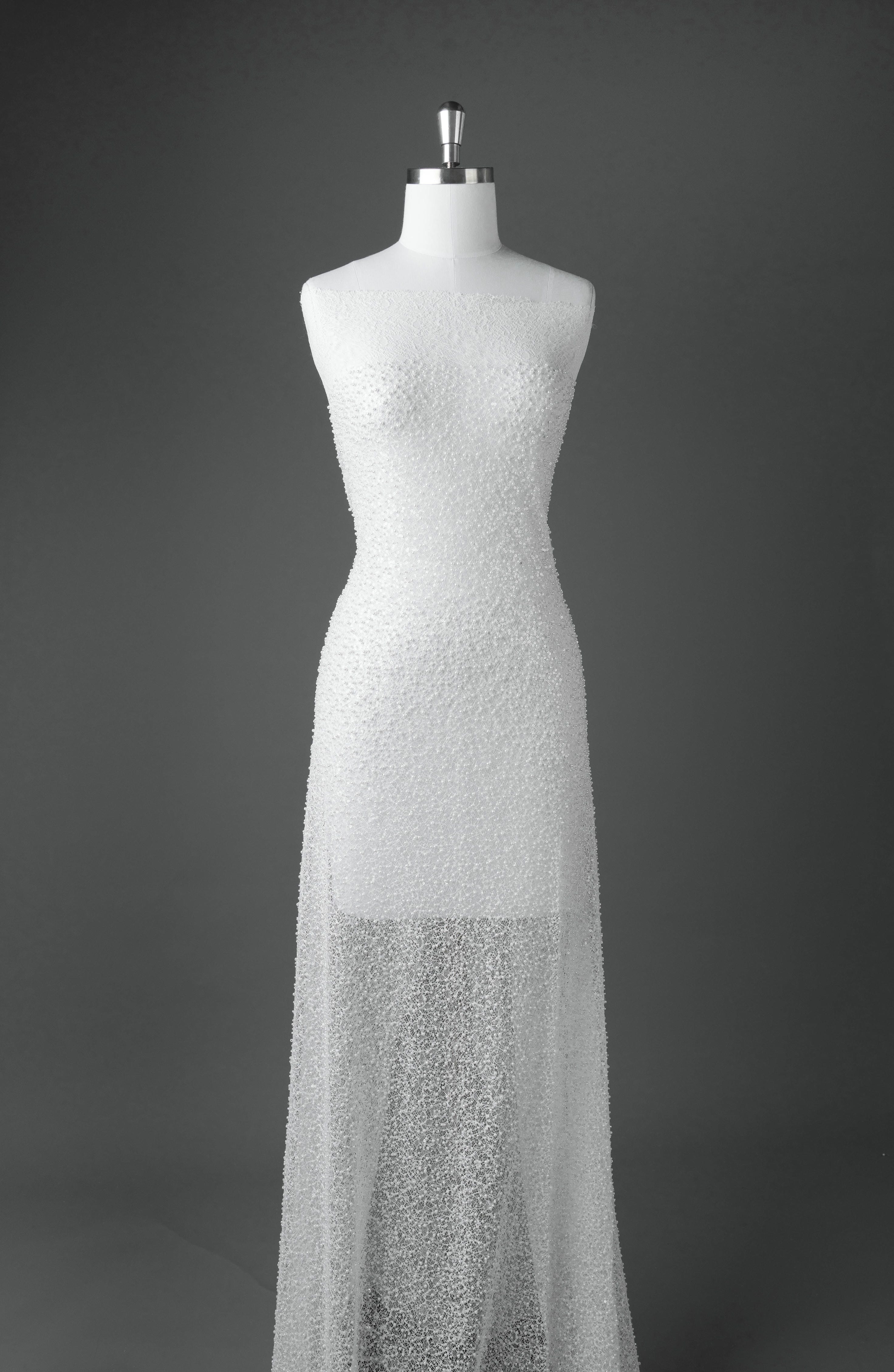 Luxury Lace Fabric With Embroidery Crystal Beads Beautifully Embroidered Sparkling Sequins Gorgeous lace Embroidered Wedding Dress Wedding Dress