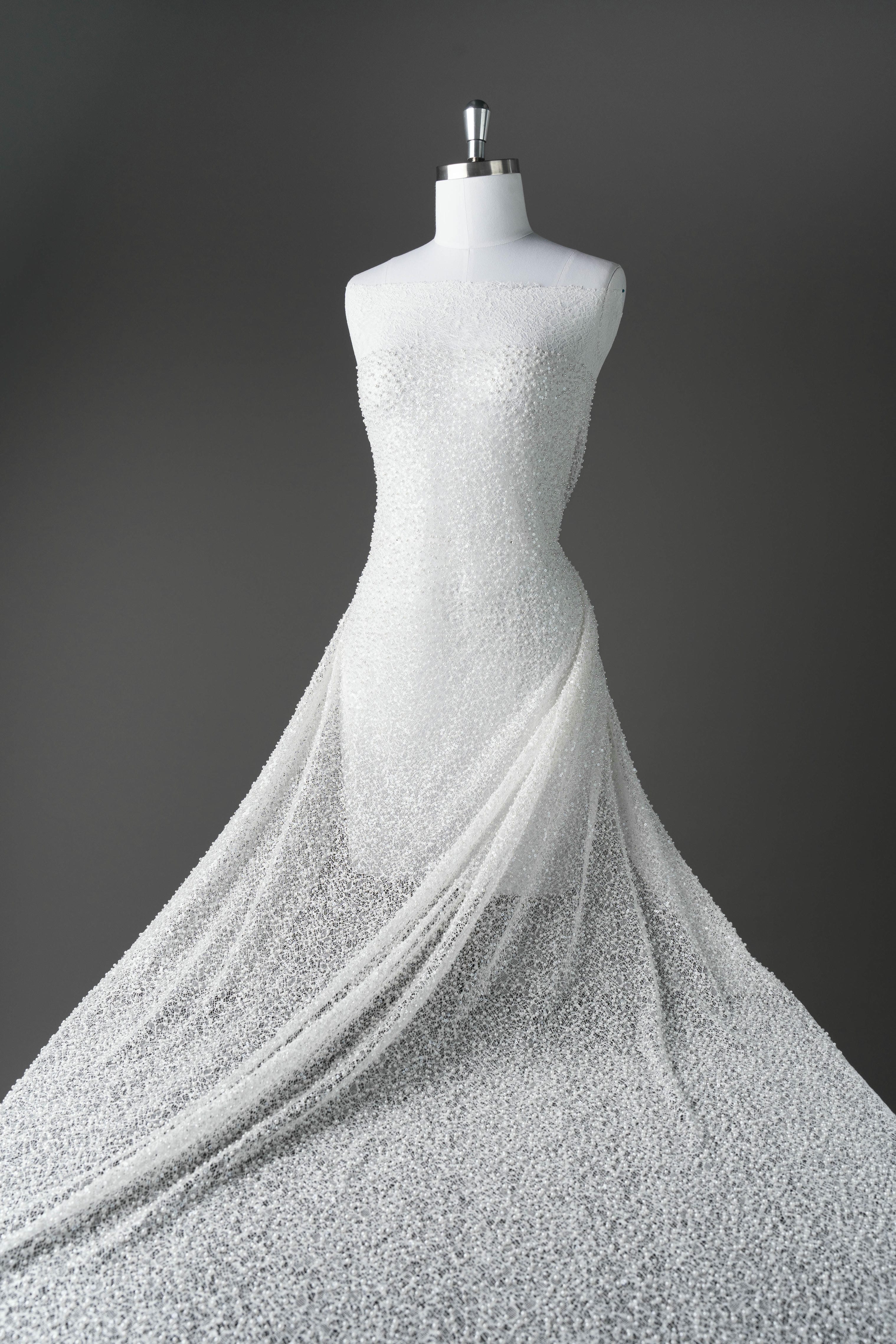 Luxury Lace Fabric With Embroidery Crystal Beads Beautifully Embroidered Sparkling Sequins Gorgeous lace Embroidered Wedding Dress Wedding Dress