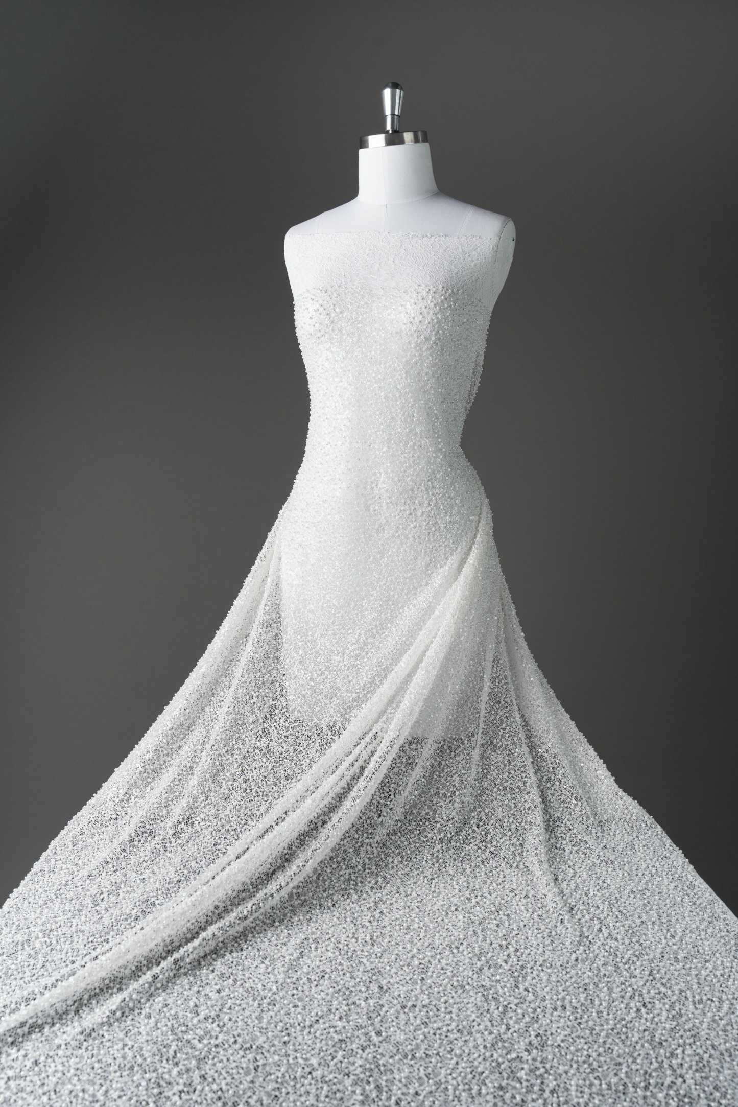 Luxury Lace Fabric With Embroidery Crystal Beads Beautifully Embroidered Sparkling Sequins Gorgeous lace Embroidered Wedding Dress Wedding Dress