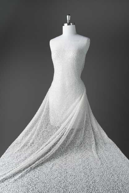 Luxury Lace Fabric With Embroidery Crystal Beads Beautifully Embroidered Sparkling Sequins Gorgeous lace Embroidered Wedding Dress Wedding Dress