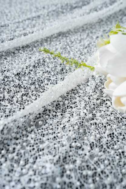 Luxury Lace Fabric With Embroidery Crystal Beads Beautifully Embroidered Sparkling Sequins Gorgeous lace Embroidered Wedding Dress Wedding Dress