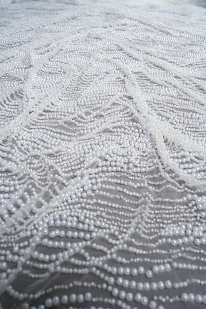 Sita Lace, sitalace, Lace Fabric, Feature Fabric, Tulle Fabric, Beaded Fabric, Sequined Fabric, Embroidery Fabric, Wedding Dress, Bridal Gown, Bridal Veil, Beads, Sequins, Feather Fabrics, Feather, 3D Flowers, Floral, Blossom Flowers, Flower Petal,