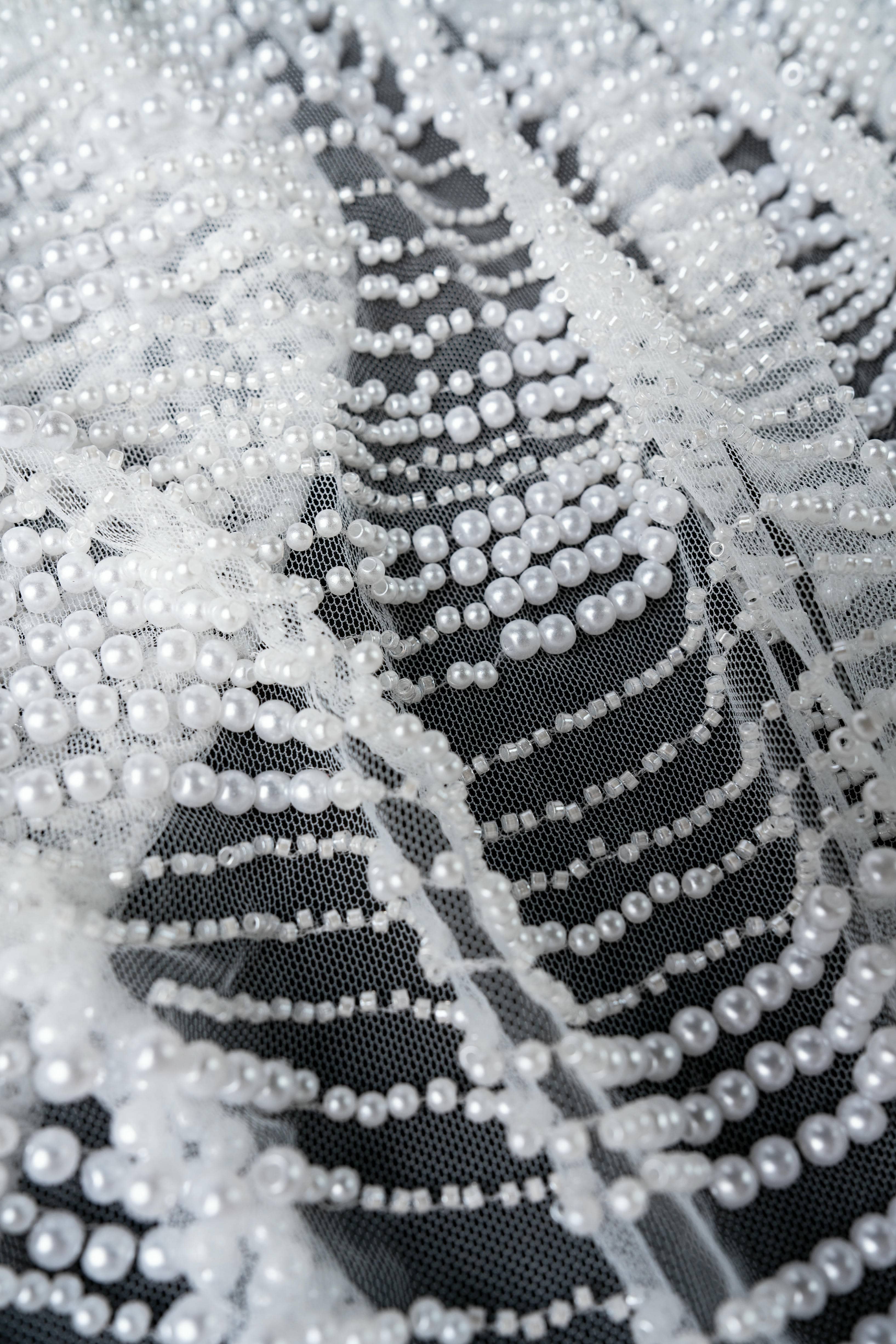 Sita Lace, sitalace, Lace Fabric, Feature Fabric, Tulle Fabric, Beaded Fabric, Sequined Fabric, Embroidery Fabric, Wedding Dress, Bridal Gown, Bridal Veil, Beads, Sequins, Feather Fabrics, Feather, 3D Flowers, Floral, Blossom Flowers, Flower Petal,