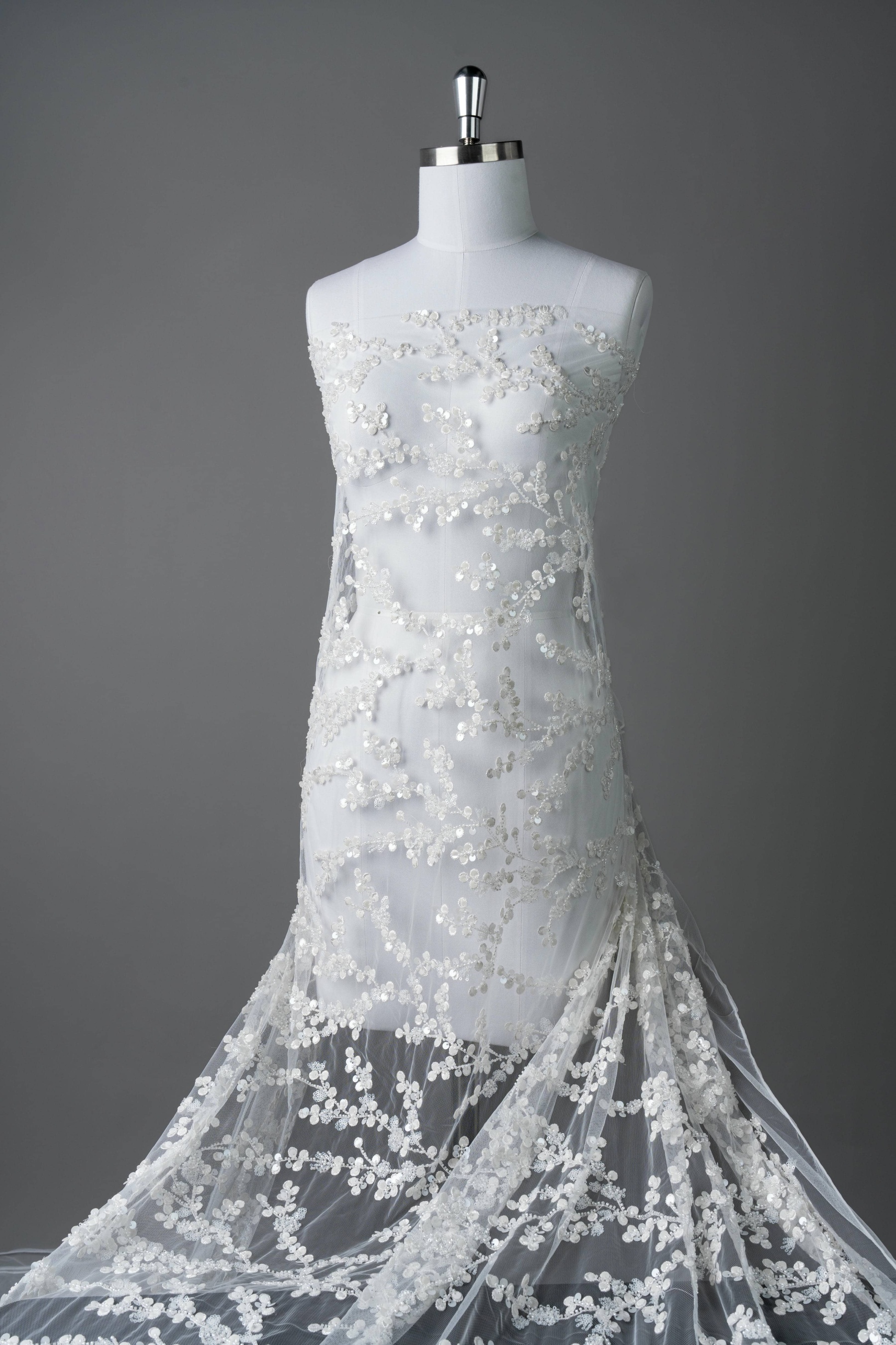 Sita Lace, sitalace, Lace Fabric, Feature Fabric, Tulle Fabric, Beaded Fabric, Sequined Fabric, Embroidery Fabric, Wedding Dress, Bridal Gown, Bridal Veil, Beads, Sequins, Feather Fabrics, Feather, 3D Flowers, Floral, Blossom Flowers, Flower Petal,