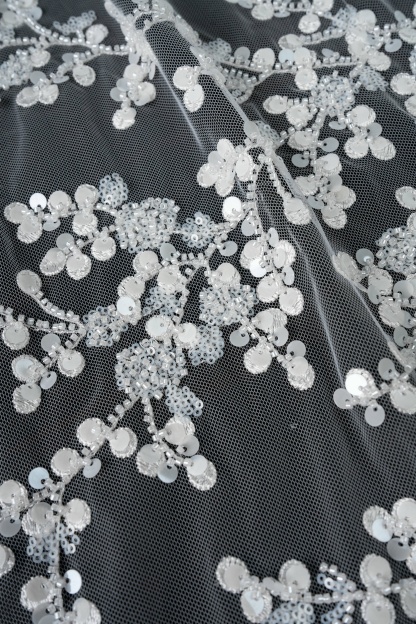 Sita Lace, sitalace, Lace Fabric, Feature Fabric, Tulle Fabric, Beaded Fabric, Sequined Fabric, Embroidery Fabric, Wedding Dress, Bridal Gown, Bridal Veil, Beads, Sequins, Feather Fabrics, Feather, 3D Flowers, Floral, Blossom Flowers, Flower Petal,