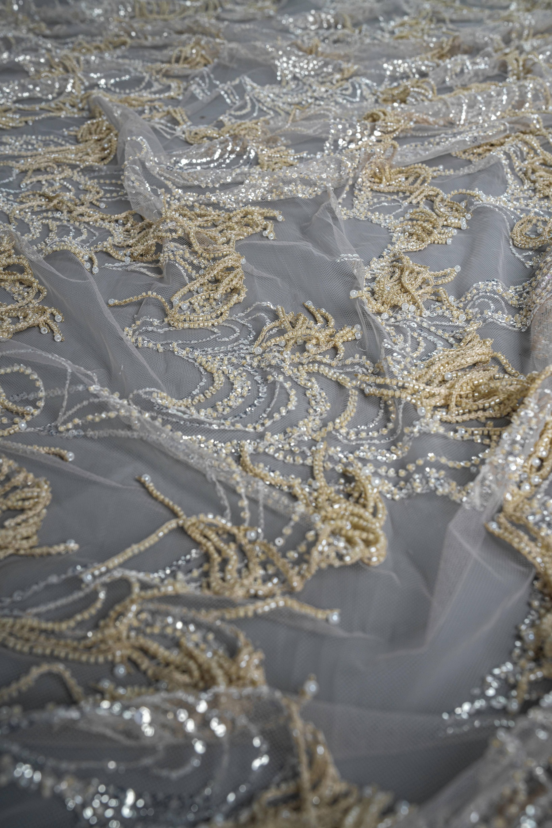 Sita Lace, sitalace, Lace Fabric, Feature Fabric, Tulle Fabric, Beaded Fabric, Sequined Fabric, Embroidery Fabric, Wedding Dress, Bridal Gown, Bridal Veil, Beads, Sequins, Feather Fabrics, Feather, 3D Flowers, Floral, Blossom Flowers, Flower Petal,