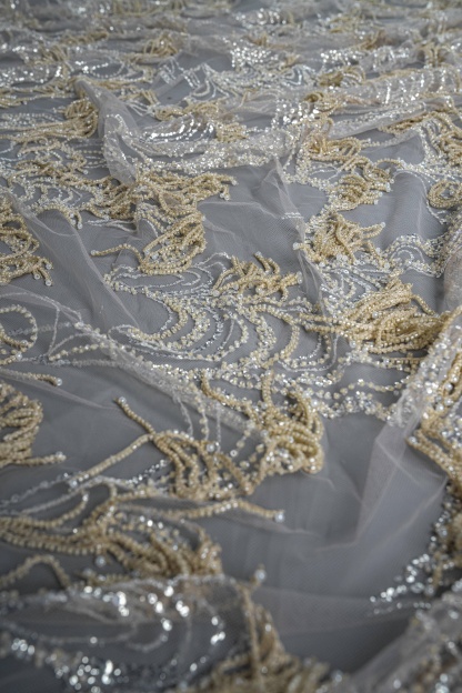 Sita Lace, sitalace, Lace Fabric, Feature Fabric, Tulle Fabric, Beaded Fabric, Sequined Fabric, Embroidery Fabric, Wedding Dress, Bridal Gown, Bridal Veil, Beads, Sequins, Feather Fabrics, Feather, 3D Flowers, Floral, Blossom Flowers, Flower Petal,