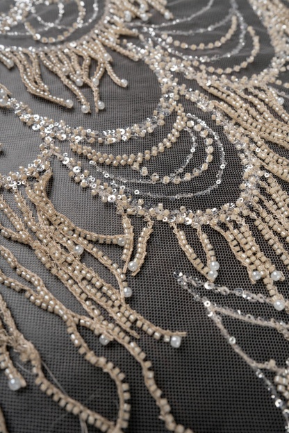 Sita Lace, sitalace, Lace Fabric, Feature Fabric, Tulle Fabric, Beaded Fabric, Sequined Fabric, Embroidery Fabric, Wedding Dress, Bridal Gown, Bridal Veil, Beads, Sequins, Feather Fabrics, Feather, 3D Flowers, Floral, Blossom Flowers, Flower Petal,