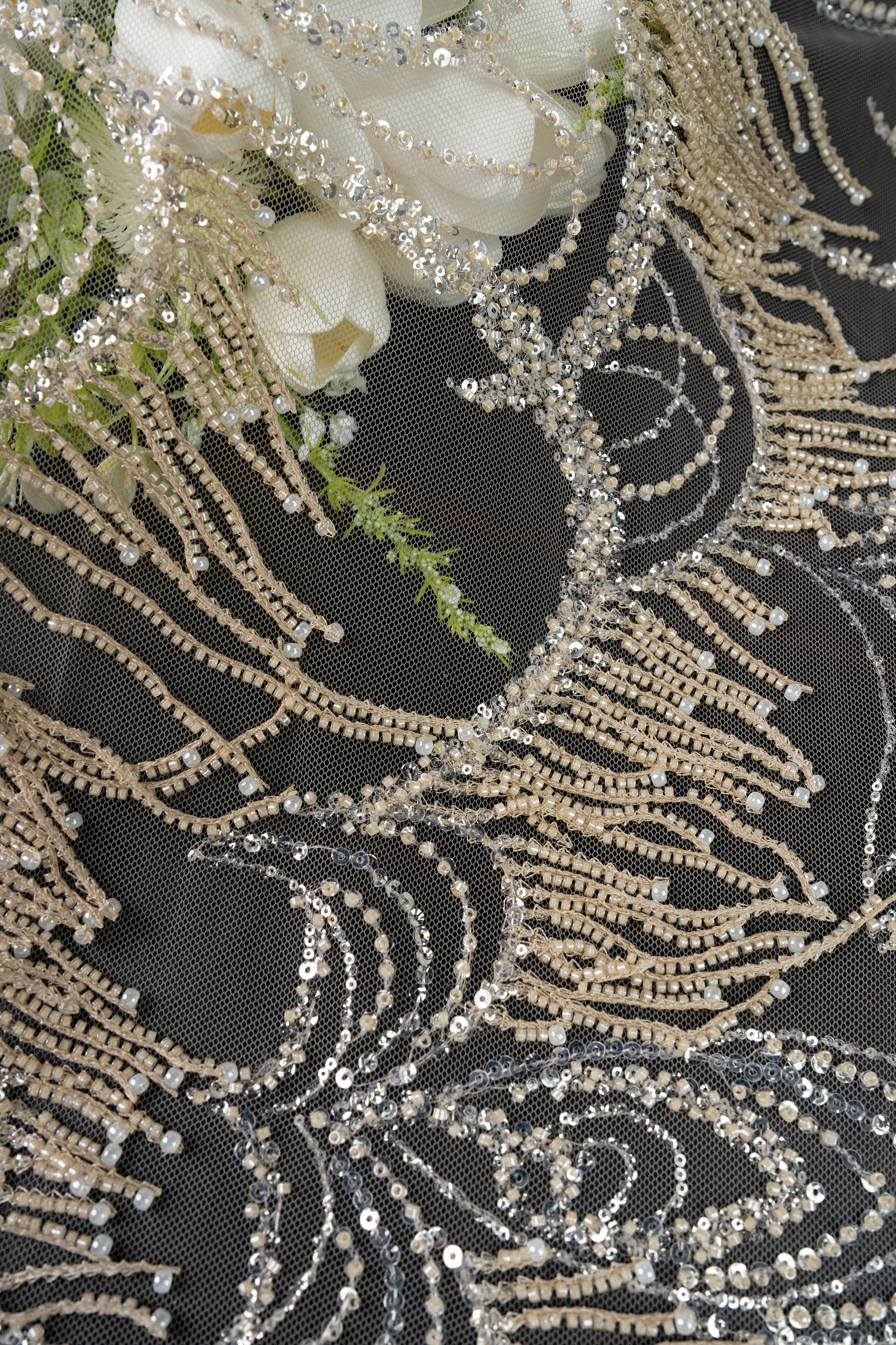 Sita Lace, sitalace, Lace Fabric, Feature Fabric, Tulle Fabric, Beaded Fabric, Sequined Fabric, Embroidery Fabric, Wedding Dress, Bridal Gown, Bridal Veil, Beads, Sequins, Feather Fabrics, Feather, 3D Flowers, Floral, Blossom Flowers, Flower Petal,