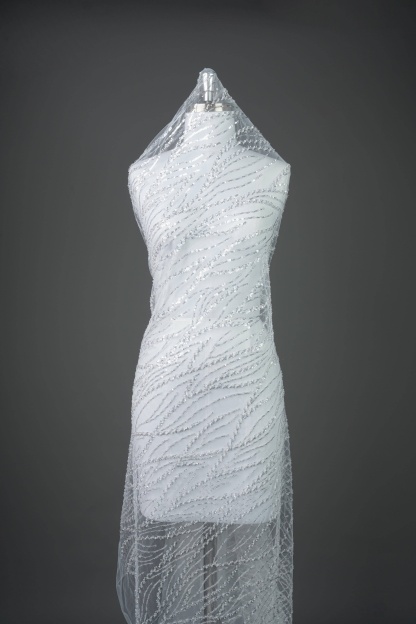 Exquisite Ivory Tulle Lace With Sparkling Transparent Sequins Crystal Mesh Wedding Dress With Noble Bridal Gowns