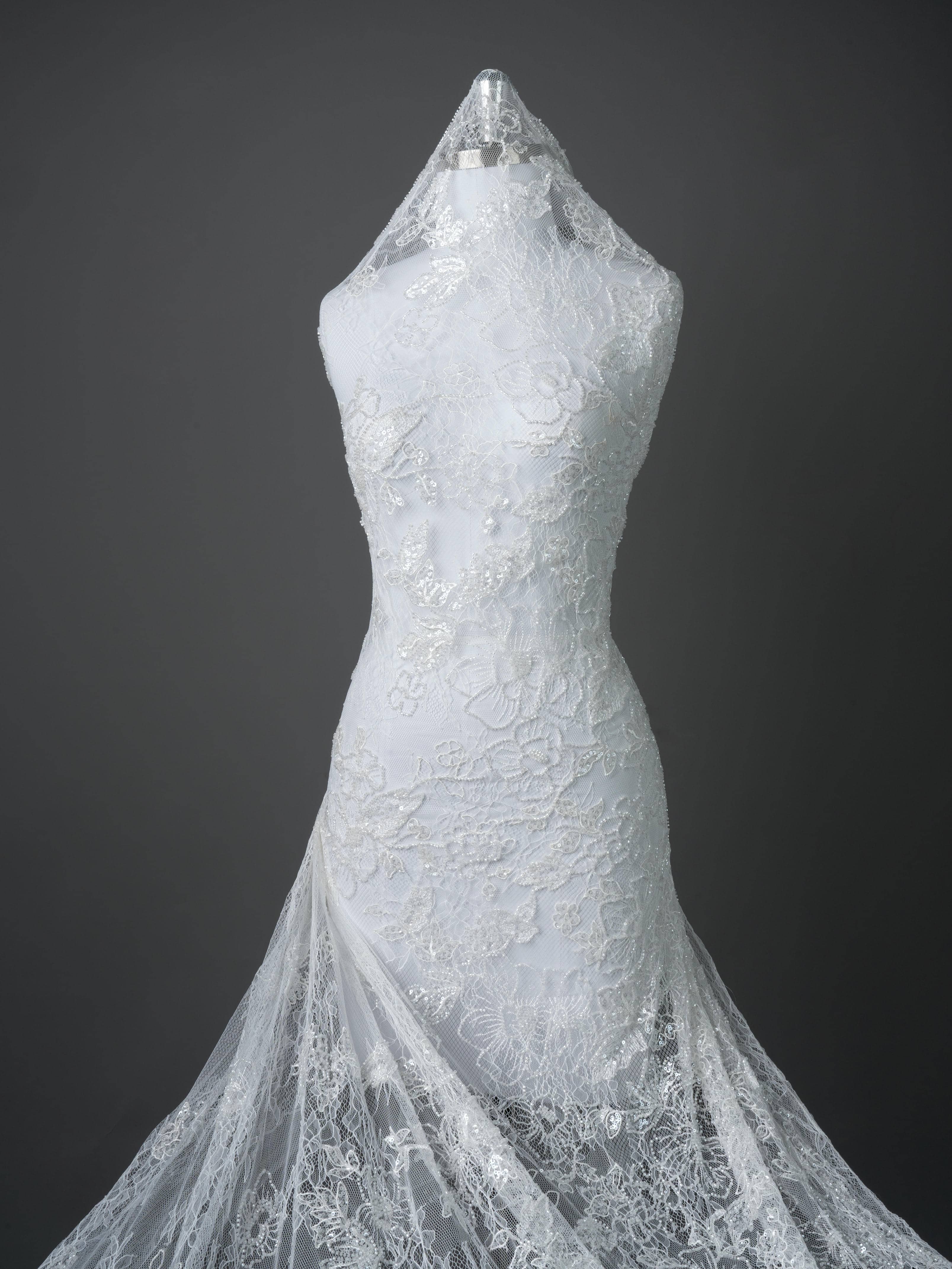 Sita Lace, sitalace, Lace Fabric, Feature Fabric, Tulle Fabric, Beaded Fabric, Sequined Fabric, Embroidery Fabric, Wedding Dress, Bridal Gown, Bridal Veil, Beads, Sequins, Feather Fabrics, Feather, 3D Flowers, Floral, Blossom Flowers, Flower Petal,