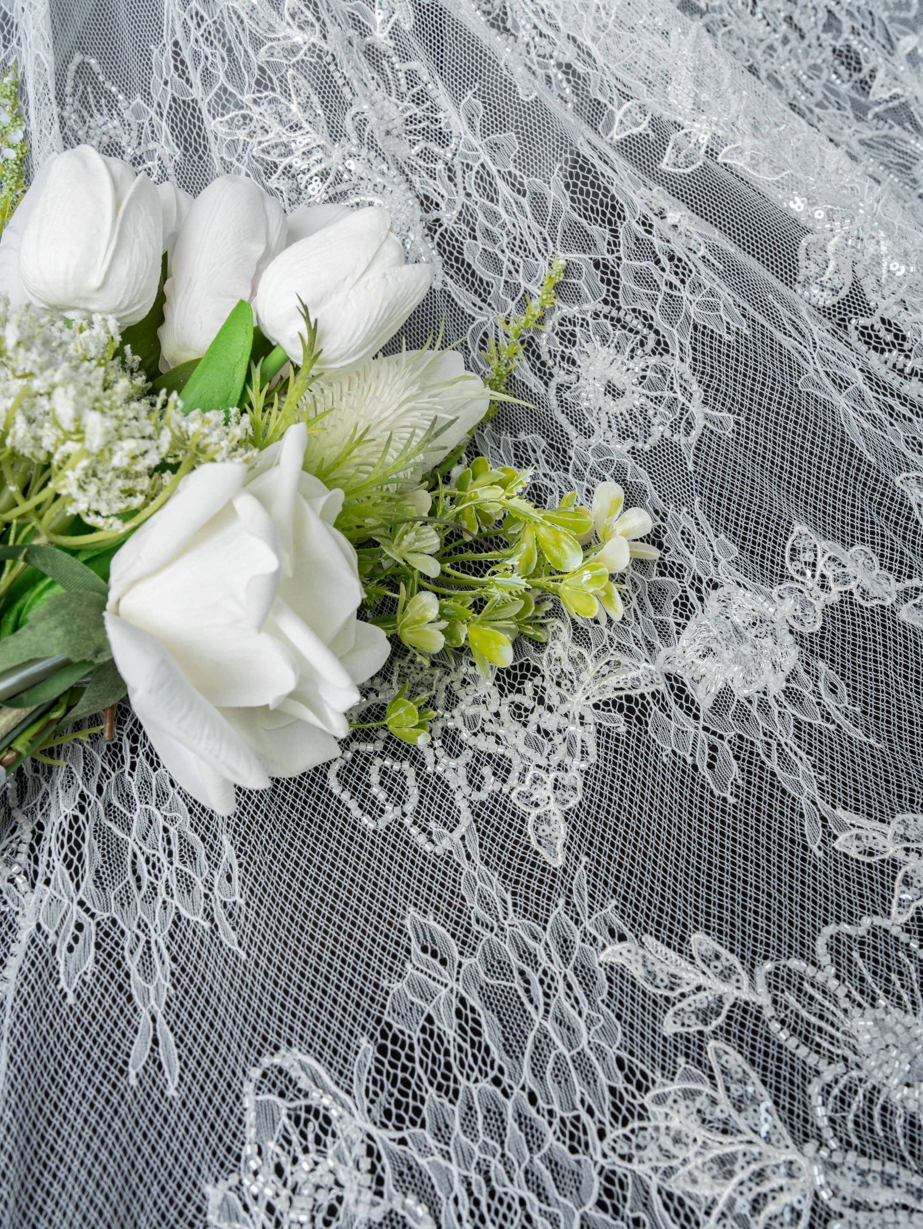 Sita Lace, sitalace, Lace Fabric, Feature Fabric, Tulle Fabric, Beaded Fabric, Sequined Fabric, Embroidery Fabric, Wedding Dress, Bridal Gown, Bridal Veil, Beads, Sequins, Feather Fabrics, Feather, 3D Flowers, Floral, Blossom Flowers, Flower Petal,
