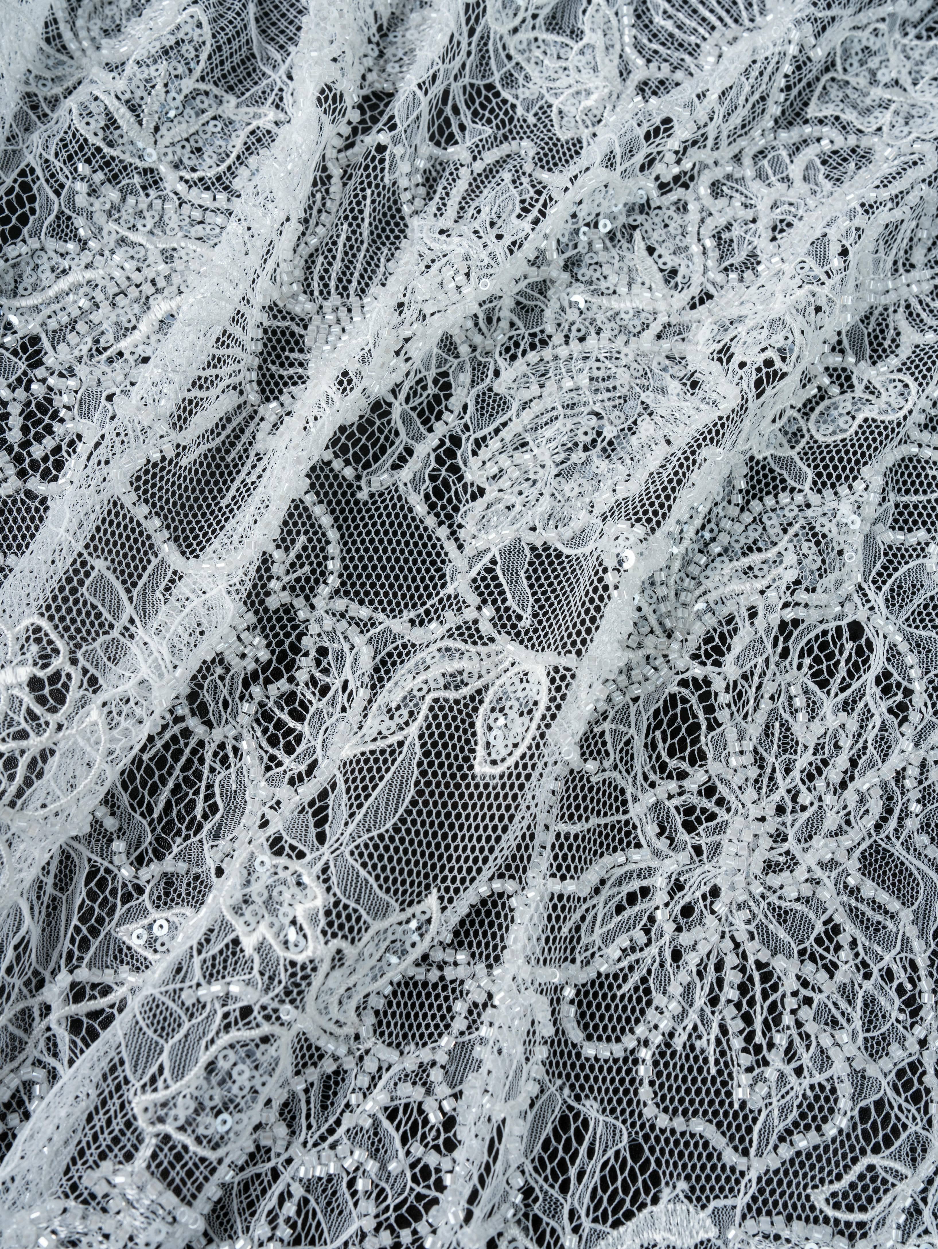 Sita Lace, sitalace, Lace Fabric, Feature Fabric, Tulle Fabric, Beaded Fabric, Sequined Fabric, Embroidery Fabric, Wedding Dress, Bridal Gown, Bridal Veil, Beads, Sequins, Feather Fabrics, Feather, 3D Flowers, Floral, Blossom Flowers, Flower Petal,