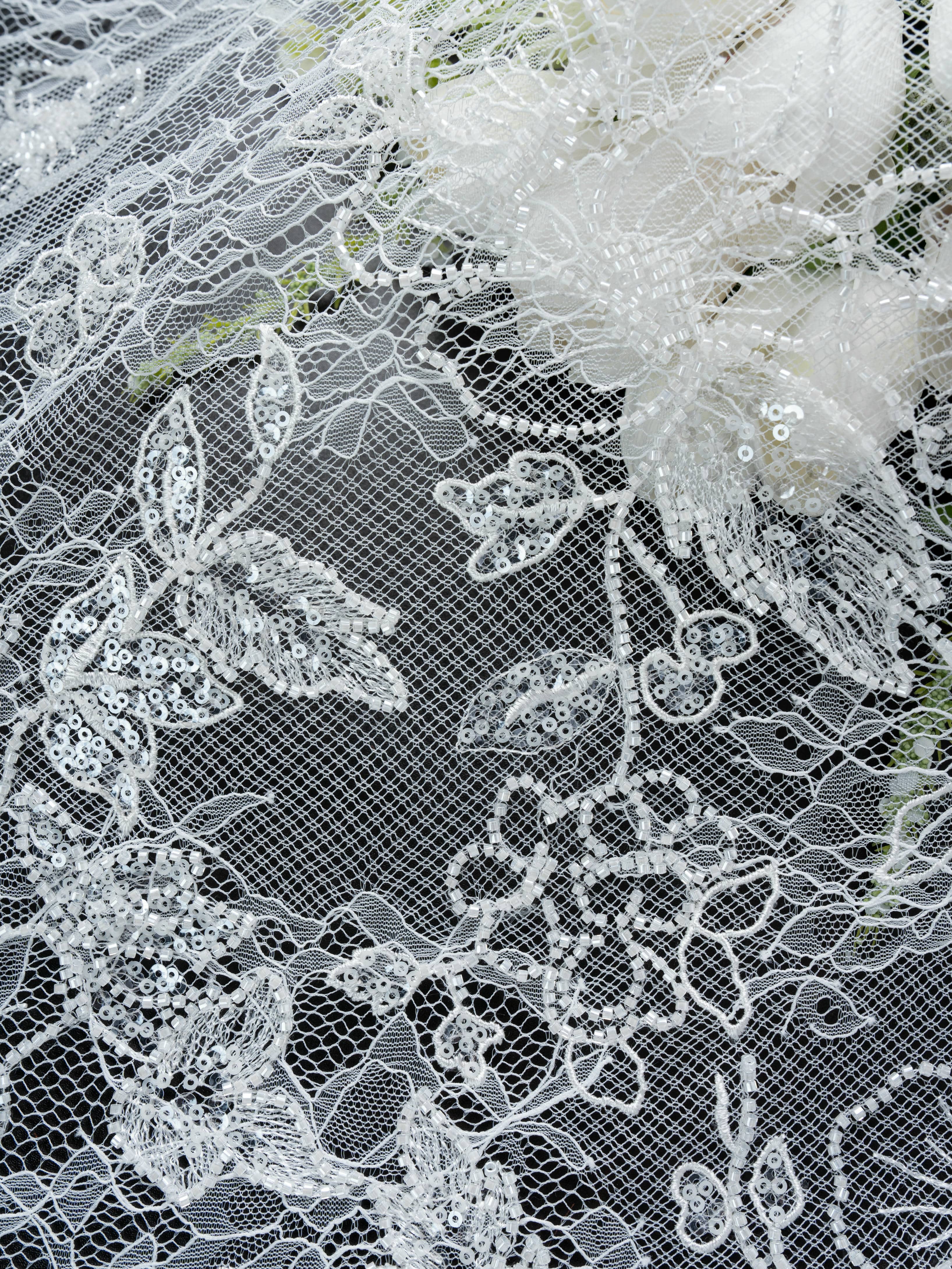 Sita Lace, sitalace, Lace Fabric, Feature Fabric, Tulle Fabric, Beaded Fabric, Sequined Fabric, Embroidery Fabric, Wedding Dress, Bridal Gown, Bridal Veil, Beads, Sequins, Feather Fabrics, Feather, 3D Flowers, Floral, Blossom Flowers, Flower Petal,