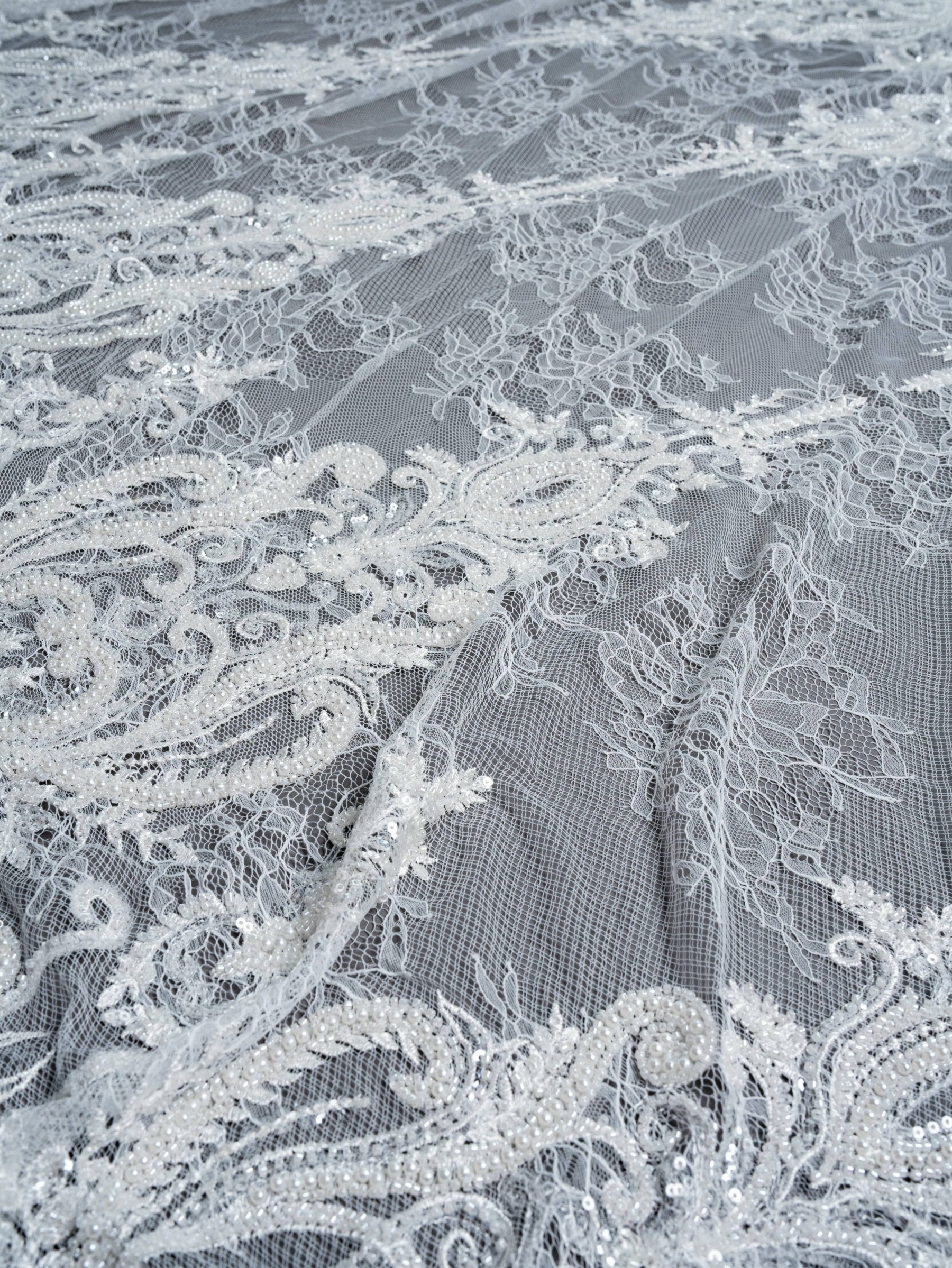 Sita Lace, sitalace, Lace Fabric, Feature Fabric, Tulle Fabric, Beaded Fabric, Sequined Fabric, Embroidery Fabric, Wedding Dress, Bridal Gown, Bridal Veil, Beads, Sequins, Feather Fabrics, Feather, 3D Flowers, Floral, Blossom Flowers, Flower Petal,