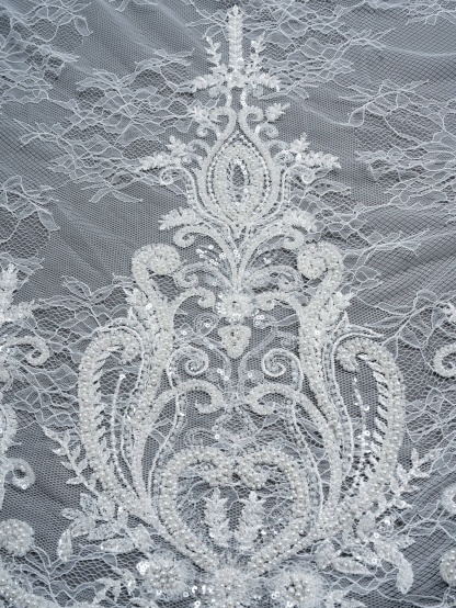 Sita Lace, sitalace, Lace Fabric, Feature Fabric, Tulle Fabric, Beaded Fabric, Sequined Fabric, Embroidery Fabric, Wedding Dress, Bridal Gown, Bridal Veil, Beads, Sequins, Feather Fabrics, Feather, 3D Flowers, Floral, Blossom Flowers, Flower Petal,