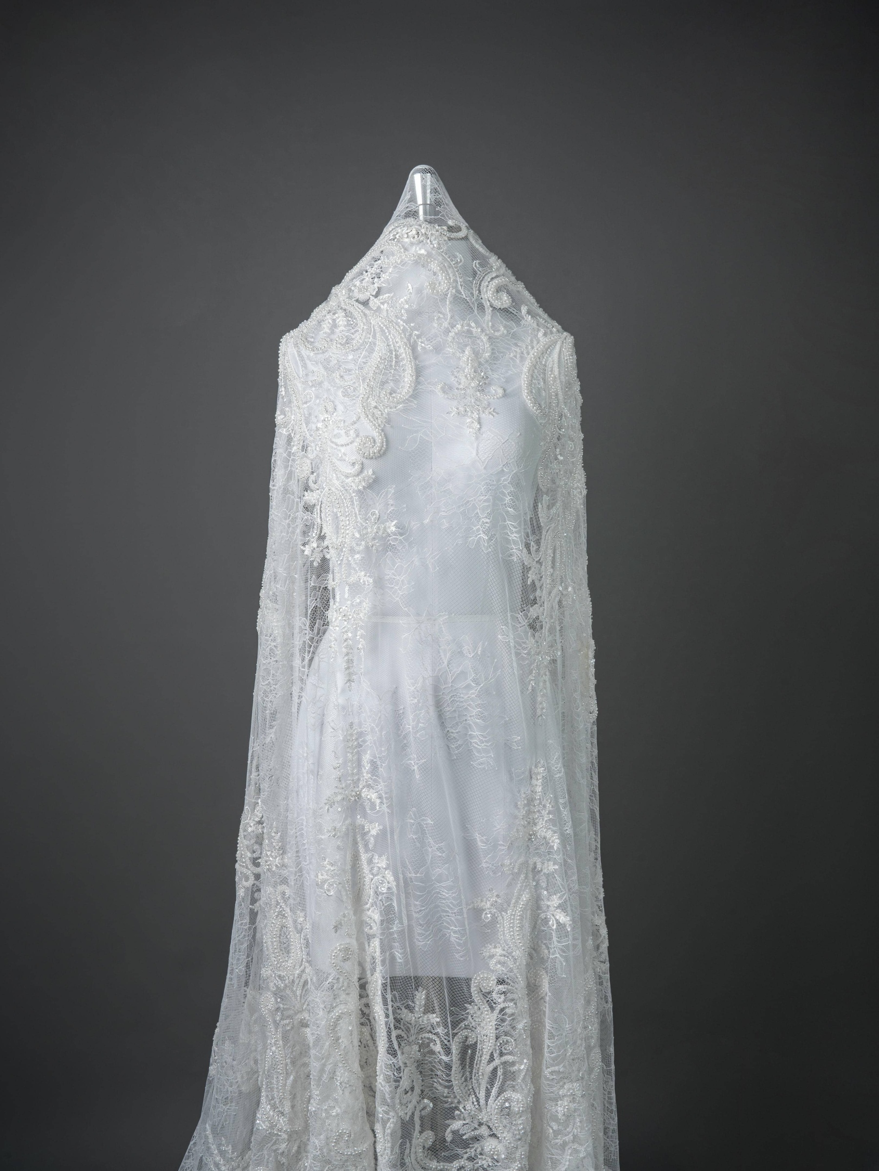 Sita Lace, sitalace, Lace Fabric, Feature Fabric, Tulle Fabric, Beaded Fabric, Sequined Fabric, Embroidery Fabric, Wedding Dress, Bridal Gown, Bridal Veil, Beads, Sequins, Feather Fabrics, Feather, 3D Flowers, Floral, Blossom Flowers, Flower Petal,