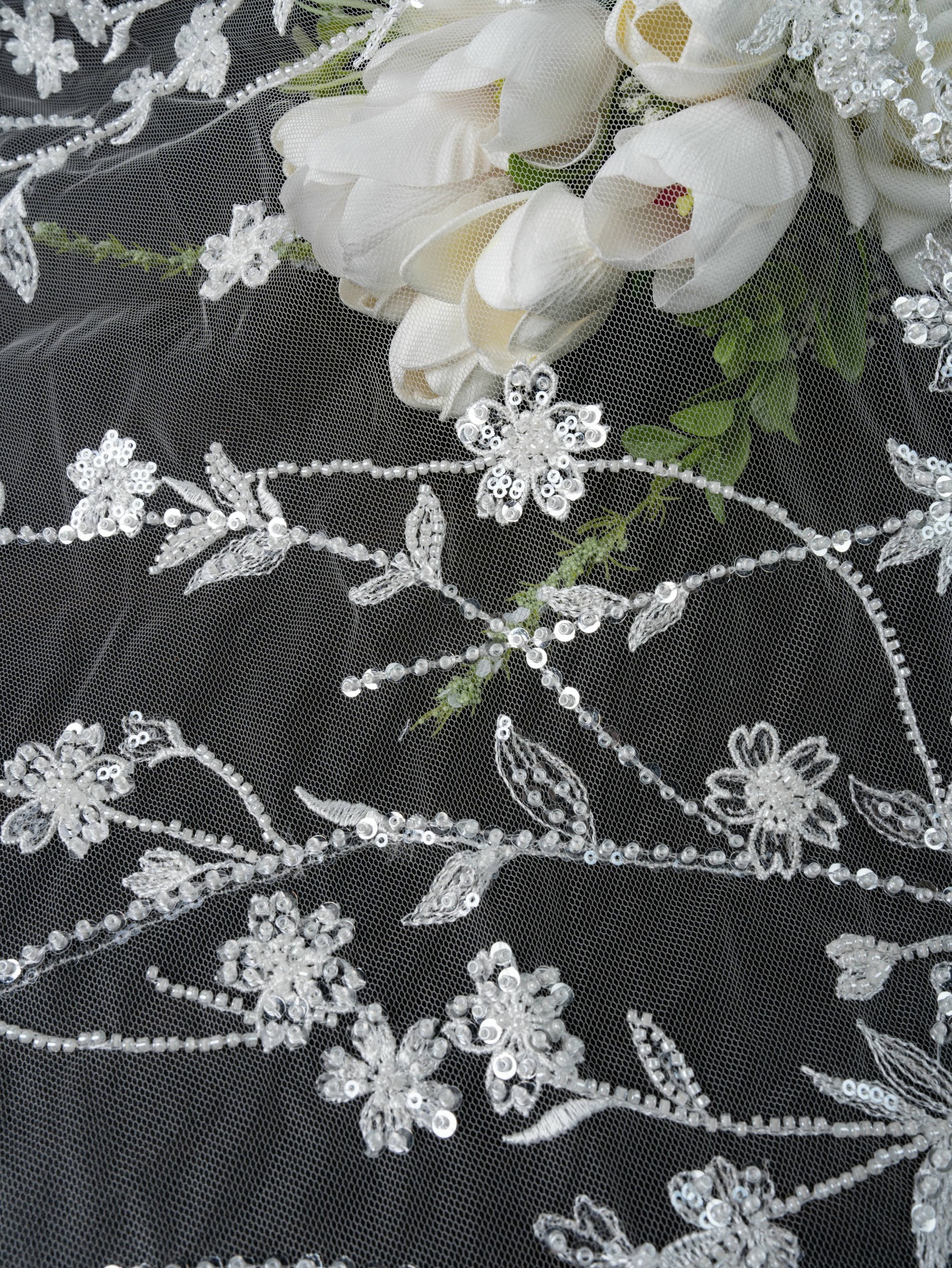 Sita Lace, sitalace, Lace Fabric, Feature Fabric, Tulle Fabric, Beaded Fabric, Sequined Fabric, Embroidery Fabric, Wedding Dress, Bridal Gown, Bridal Veil, Beads, Sequins, Feather Fabrics, Feather, 3D Flowers, Floral, Blossom Flowers, Flower Petal,