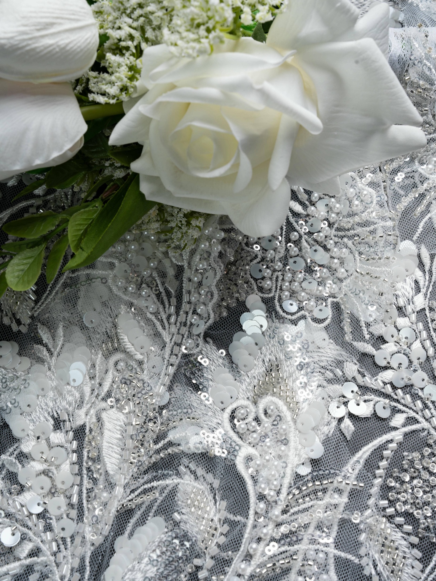 Sita Lace, sitalace, Lace Fabric, Feature Fabric, Tulle Fabric, Beaded Fabric, Sequined Fabric, Embroidery Fabric, Wedding Dress, Bridal Gown, Bridal Veil, Beads, Sequins, Feather Fabrics, Feather, 3D Flowers, Floral, Blossom Flowers, Flower Petal,
