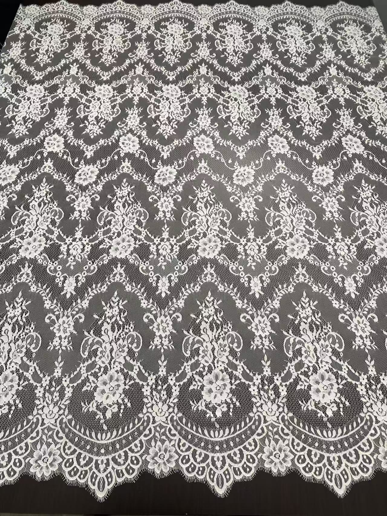 Soft Light French Chantily Eyelash Lace for Wedding Dress, Bridal Gown, Classic Lace Top Overlay, White Lace Fabric DIY Bridal Dress 