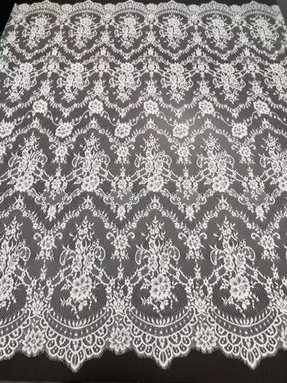 Soft Light French Chantily Eyelash Lace for Wedding Dress, Bridal Gown, Classic Lace Top Overlay, White Lace Fabric DIY Bridal Dress 