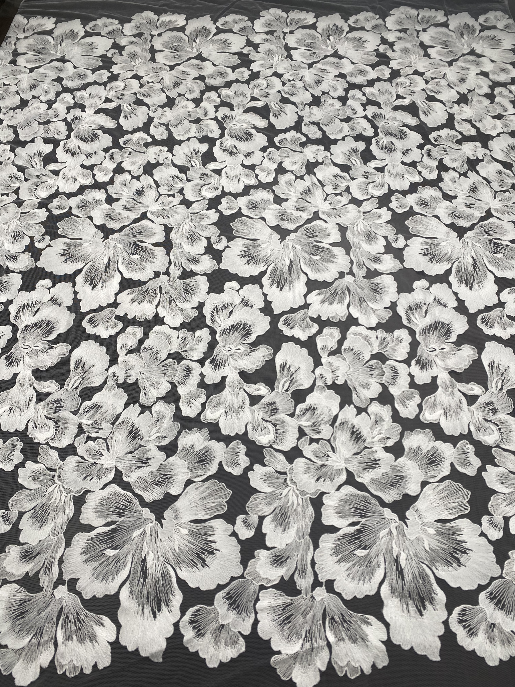 Ivory Bridal Embroidery Floral Lace Fabric, Delicate Floral Applique lace, Formal Dress Prom lace, Wedding Gown lace, rehearsal, by 1 yard