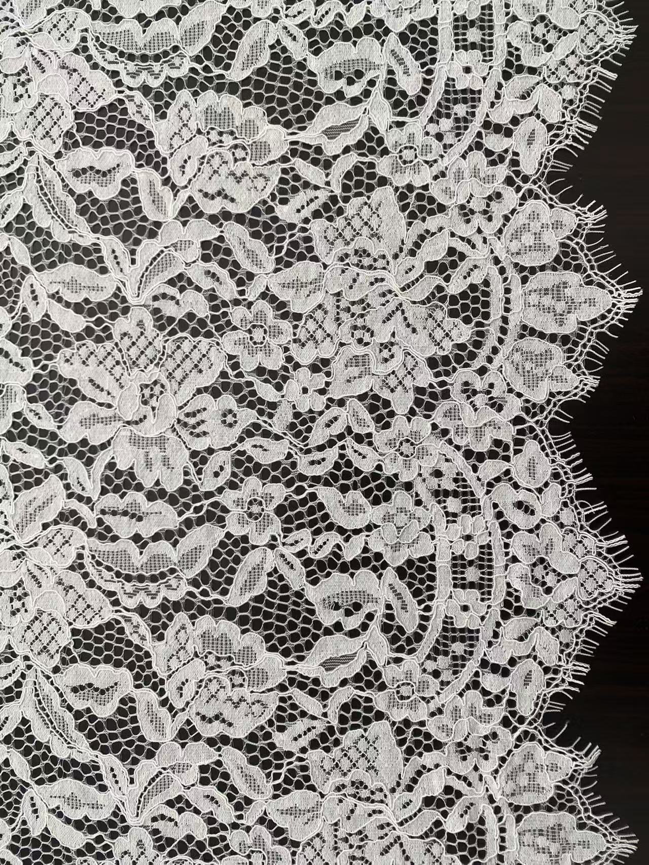 Soft Light French Chantily Eyelash Lace for Wedding Dress, Bridal Gown, Classic Lace Top Overlay, White Lace Fabric DIY Bridal Dress 