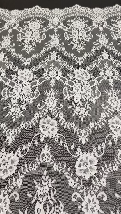 Soft Light French Chantily Eyelash Lace for Wedding Dress, Bridal Gown, Classic Lace Top Overlay, White Lace Fabric DIY Bridal Dress 