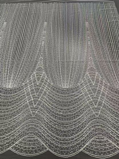 Heavy Beaded Lace Fabric with Lines, Stripe Embroidery Tulle Applique by the Yard, Sequin Lace for Bridal & Evening Wear,Wedding Dress