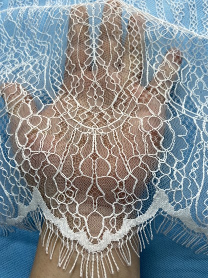 French Eyelash Lace with Embroidery – Stylish High-End Fabric, 300CM Length x 150CM Width for Wedding Dresses, Fashion Garments & Decor Projects